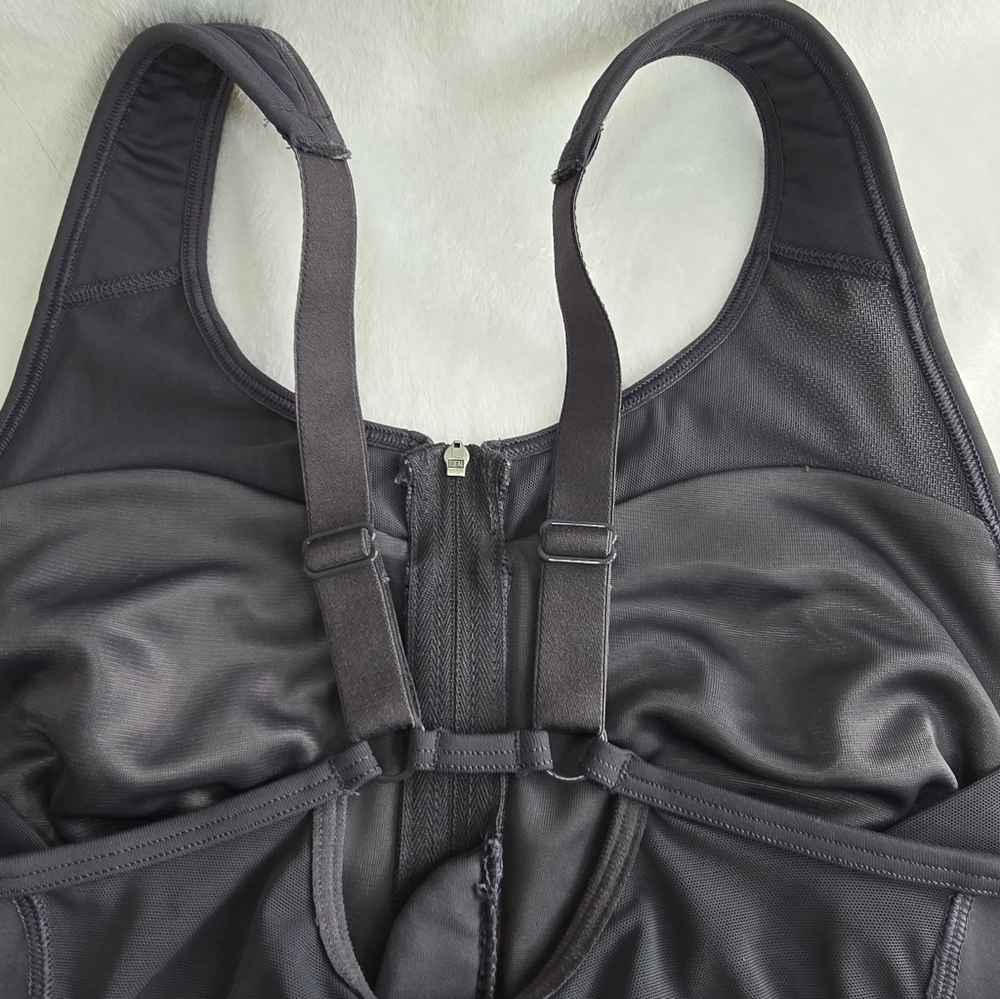 Athleta Front Zip High Impact Charcoal Gray Sports Bra Womens Size 36C - Picture 6 of 9